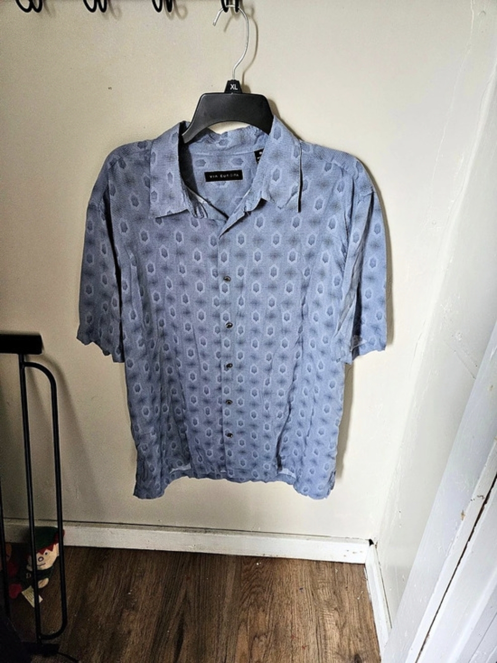 VIA EUROPA Men's Geometric Rayon Shirt XL Like New